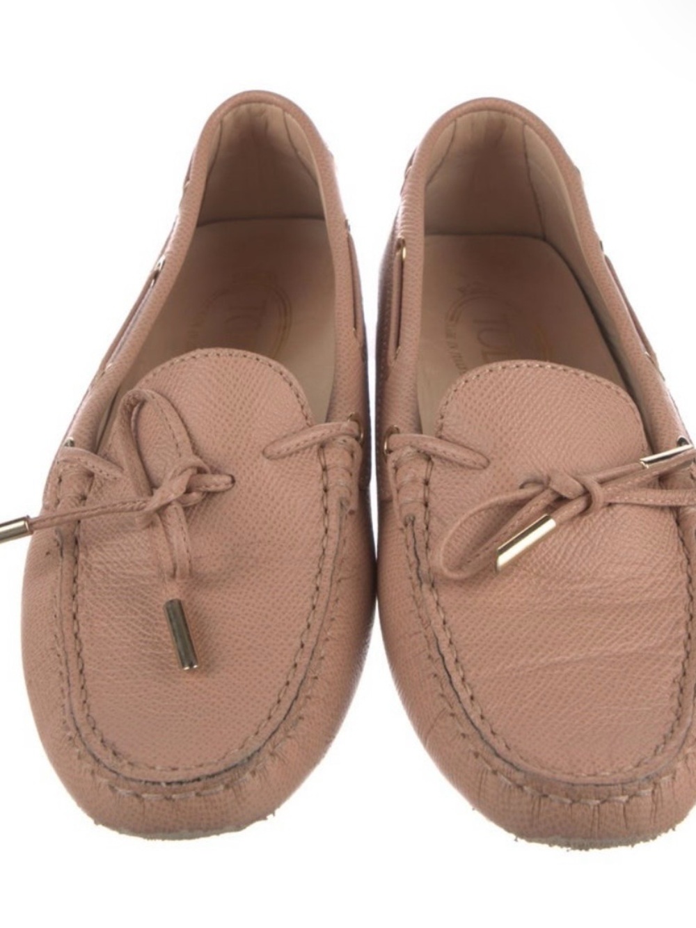 Tod's Blush Leather Bow Moccasin Loafers